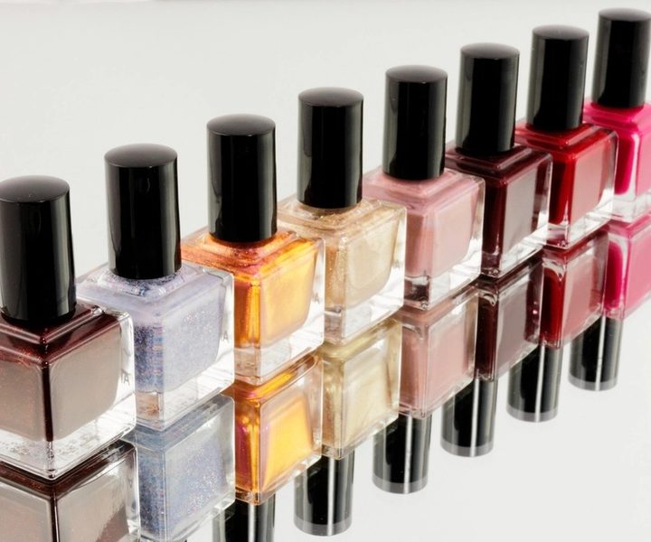 Rows of nail polish colors