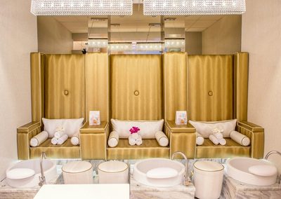 Pedicure spa chairs at Luxx Nail Lounge in Hendersonville, NC