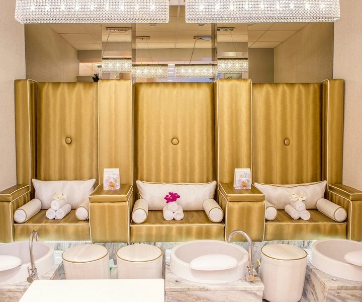 Pedicure spa chairs at Luxx Nail Lounge in Hendersonville, NC